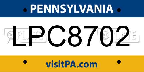 LPC8702 Pennsylvania License Plate