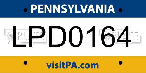 LPD0164 Pennsylvania License Plate