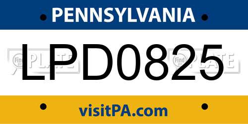 LPD0825 Pennsylvania License Plate