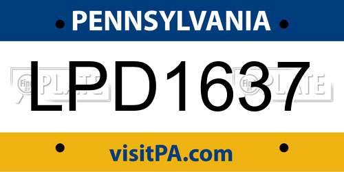 LPD1637 Pennsylvania License Plate