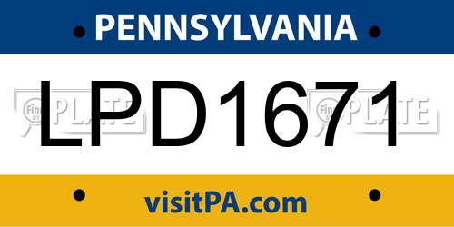 LPD1671 Pennsylvania License Plate