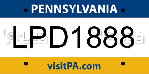 LPD1888 Pennsylvania License Plate