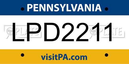 LPD2211 Pennsylvania License Plate