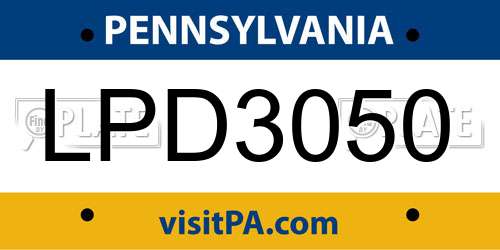 LPD3050 Pennsylvania License Plate