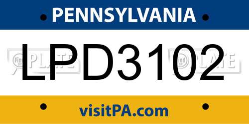 LPD3102 Pennsylvania License Plate
