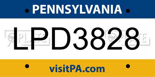 LPD3828 Pennsylvania License Plate