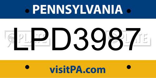 LPD3987 Pennsylvania License Plate