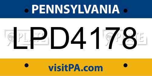LPD4178 Pennsylvania License Plate