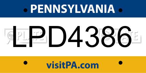 LPD4386 Pennsylvania License Plate