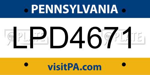 LPD4671 Pennsylvania License Plate