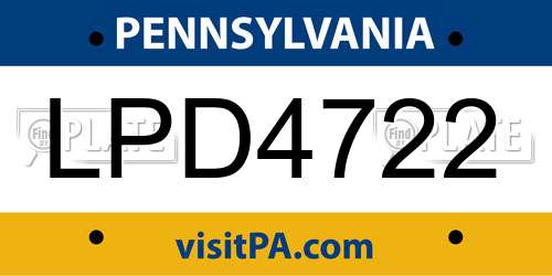 LPD4722 Pennsylvania License Plate