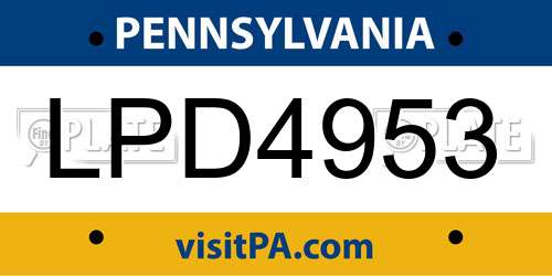 LPD4953 Pennsylvania License Plate
