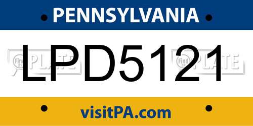 LPD5121 Pennsylvania License Plate