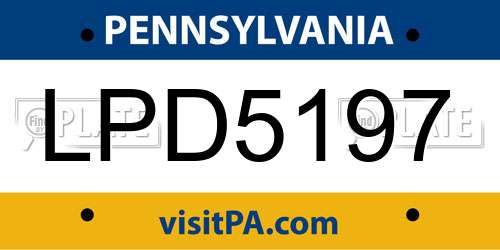 LPD5197 Pennsylvania License Plate