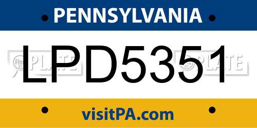LPD5351 Pennsylvania License Plate