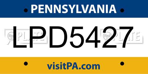 LPD5427 Pennsylvania License Plate