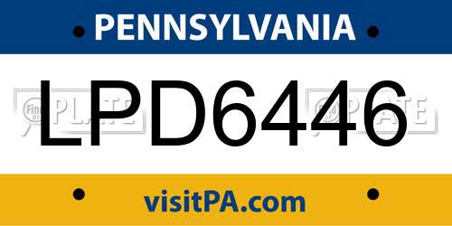 LPD6446 Pennsylvania License Plate