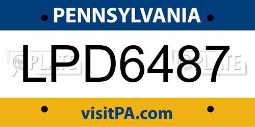 LPD6487 Pennsylvania License Plate