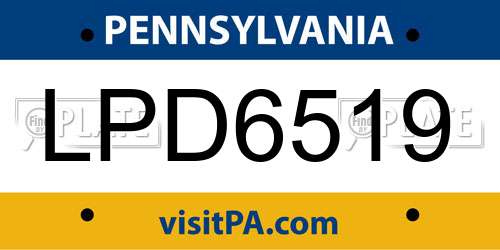 LPD6519 Pennsylvania License Plate