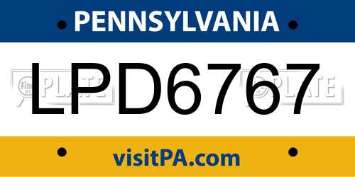 LPD6767 Pennsylvania License Plate