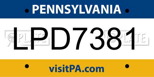 LPD7381 Pennsylvania License Plate