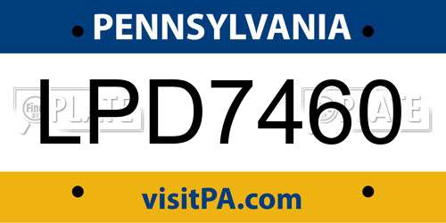 LPD7460 Pennsylvania License Plate