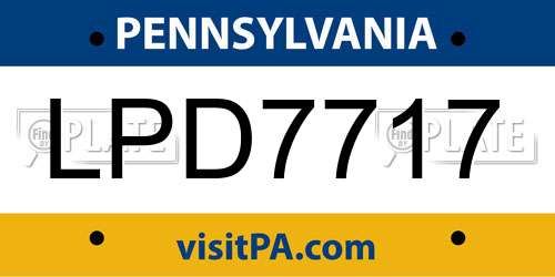 LPD7717 Pennsylvania License Plate