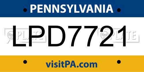 LPD7721 Pennsylvania License Plate