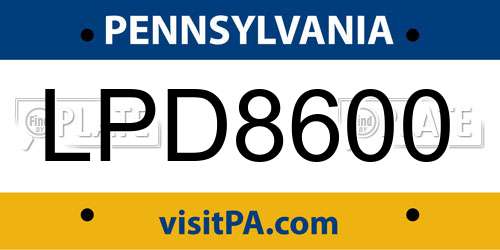LPD8600 Pennsylvania License Plate