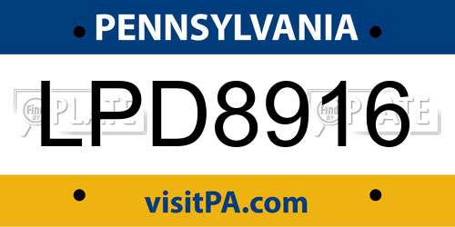 LPD8916 Pennsylvania License Plate