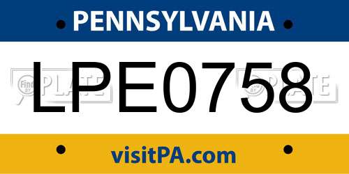 LPE0758 Pennsylvania License Plate