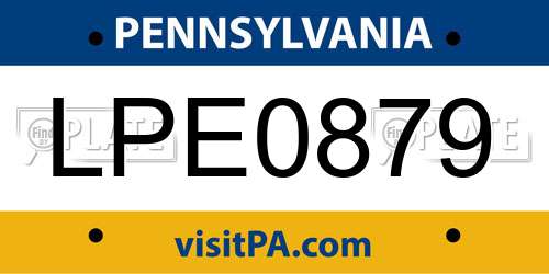 LPE0879 Pennsylvania License Plate