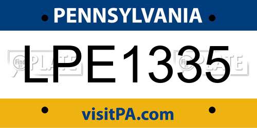 LPE1335 Pennsylvania License Plate