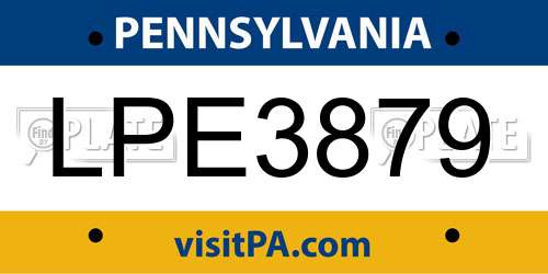 LPE3879 Pennsylvania License Plate