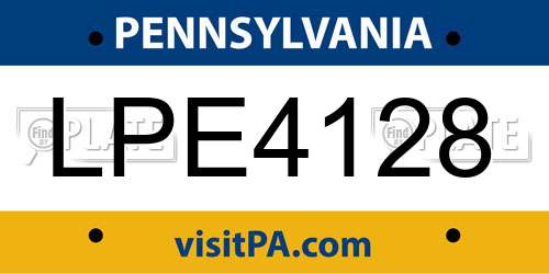 LPE4128 Pennsylvania License Plate