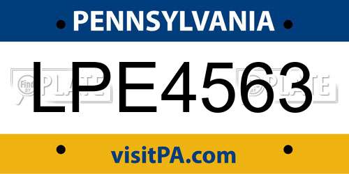 LPE4563 Pennsylvania License Plate