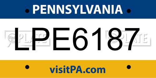 LPE6187 Pennsylvania License Plate