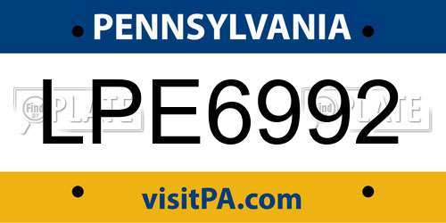 LPE6992 Pennsylvania License Plate