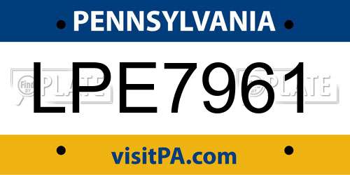 LPE7961 Pennsylvania License Plate