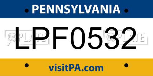 LPF0532 Pennsylvania License Plate