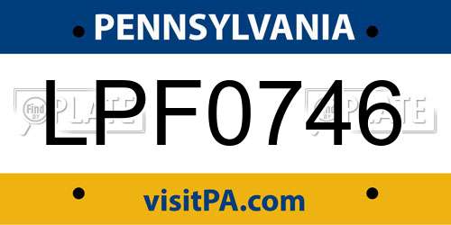 LPF0746 Pennsylvania License Plate