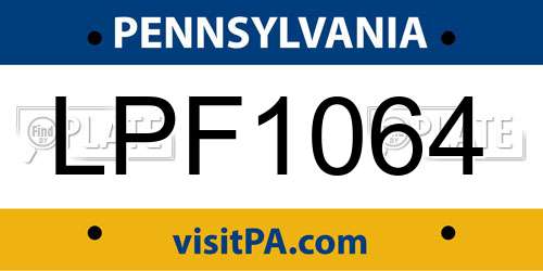 LPF1064 Pennsylvania License Plate