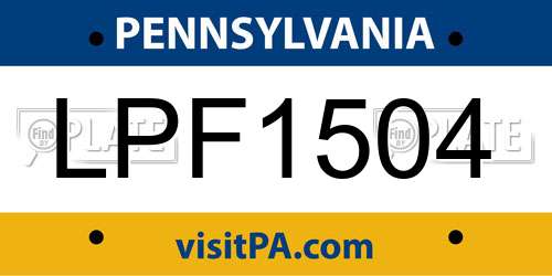 LPF1504 Pennsylvania License Plate