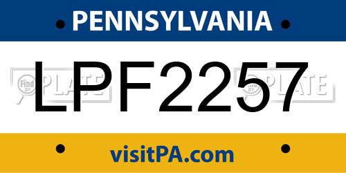LPF2257 Pennsylvania License Plate