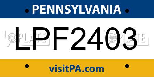 LPF2403 Pennsylvania License Plate