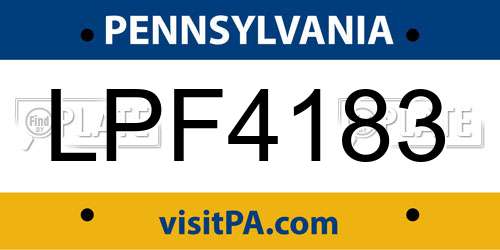 LPF4183 Pennsylvania License Plate