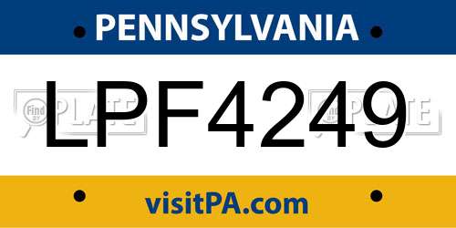 LPF4249 Pennsylvania License Plate