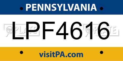 LPF4616 Pennsylvania License Plate