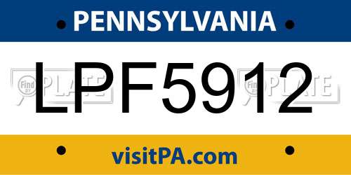 LPF5912 Pennsylvania License Plate