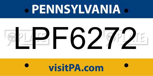 LPF6272 Pennsylvania License Plate